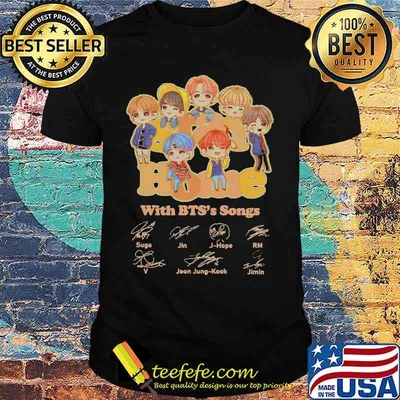 Home with bts's songs members chibi signatures shirt