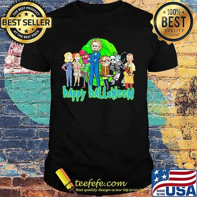 Horror characters rick and morty happy halloween shirt