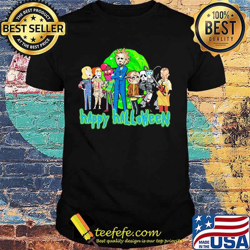 Horror characters rick and morty happy halloween shirt