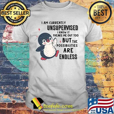I AM CURRENTLY UNSUPERVISED I KNOW IT FREAKS ME OUT TOO BUT THE POSSIBILITIES ARE ENDLESS PENGUIN SHIRT