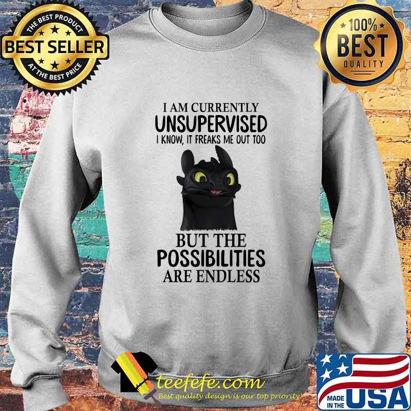 I AM CURRENTLY UNSUPERVISED I KNOW, IT FREAKS ME OUT TOO BUT THE POSSIBILITIES ARE ENDLESS TOOTHLESS DRAGON SHIRT Sweater I AM CURRENTLY UNSUPERVISED I KNOW, IT FREAKS ME OUT TOO BUT THE POSSIBILITIES ARE ENDLESS TOOTHLESS DRAGON SHIRT Sweater