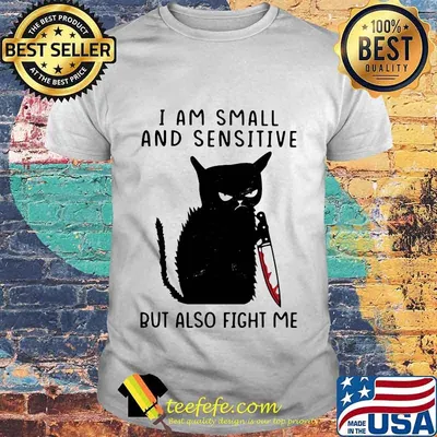I Am Small And Sensitive But Also Fight Me Black Cat Shirt