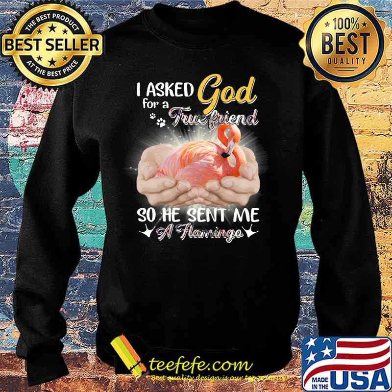 I asked god for a true friend so he sent me a flamingo s Sweater I asked god for a true friend so he sent me a flamingo s Sweater