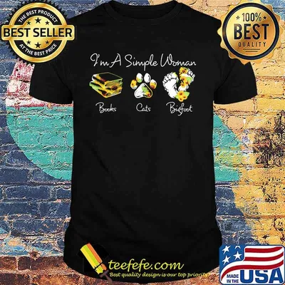 I'm a simple woman books paw cats bigfoot leopard sunflower shirt