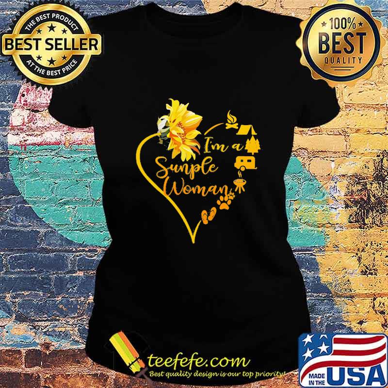 I'm a simple woman love camping sunflower heart s Ladies tee I'm a simple woman love camping sunflower heart s Ladies tee