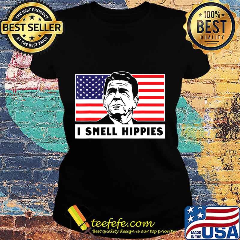 I Smell Hippies, Ronald Reagan Merica USA Shirt T-Shirt Ladies tee I Smell Hippies, Ronald Reagan Merica USA Shirt T-Shirt Ladies tee