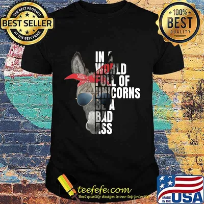 IN A WORLD FULL OF UNICORNS BE A BAD ASS DONKEY SHIRT