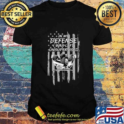 In my defense i was left unsupervised american flag shirt