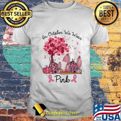 In october we wear pink baseball leaves tree pumpkin leopard shirtv