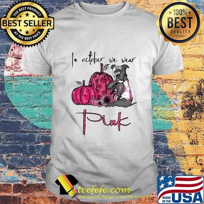 IN OCTOBER WE WEAR PINK PUMPKIN SUNFLOWER DOG SHIRT