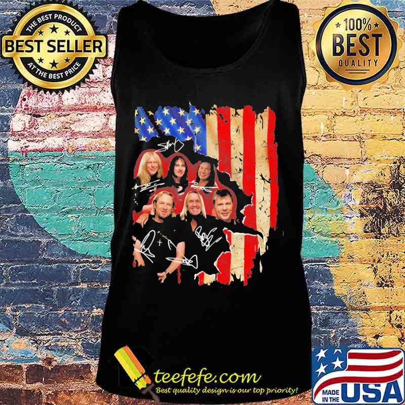 Iron maiden band members signature american flag independence day s Tank top Iron maiden band members signature american flag independence day s Tank top
