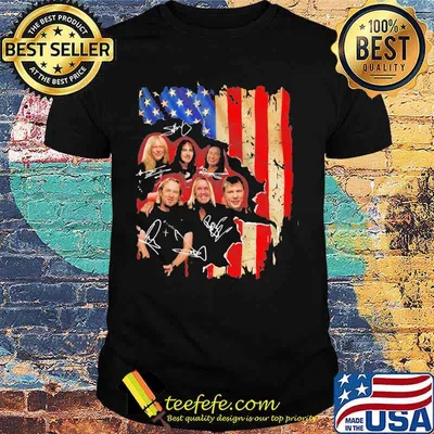 Iron maiden band members signature american flag independence day shirt