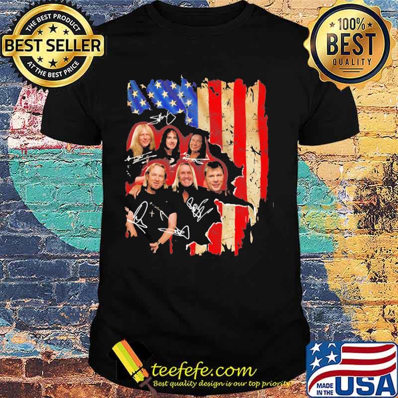 Iron maiden band members signature american flag independence day shirt Iron maiden band members signature american flag independence day shirt