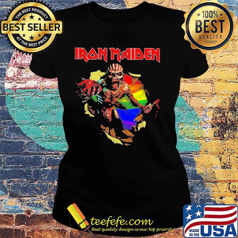 Iron maiden band skeleton lgbt flag s Ladies tee Iron maiden band skeleton lgbt flag s Ladies tee