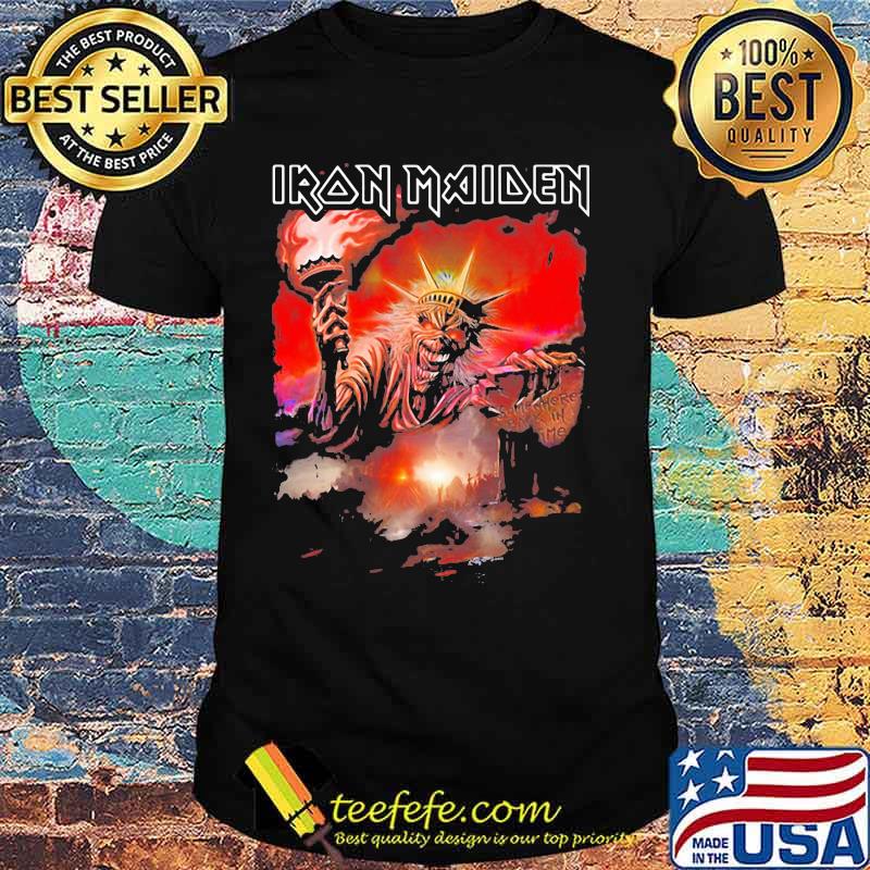 Iron maiden band skeleton the statue of liberty shirt