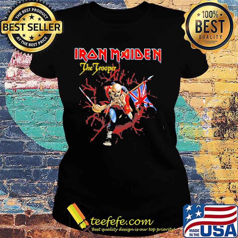 Iron maiden band the trooper skeleton holding british flag s Ladies tee Iron maiden band the trooper skeleton holding british flag s Ladies tee