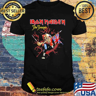 Iron maiden band the trooper skeleton holding british flag shirt
