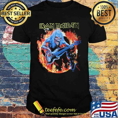 Iron maiden satan playing guitar fire shirt