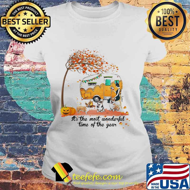 It's The Most Wonderful Time Of The Year Corgi Pumpkin Camping Halloween Shirt Laides tee It's The Most Wonderful Time Of The Year Corgi Pumpkin Camping Halloween Shirt Laides tee