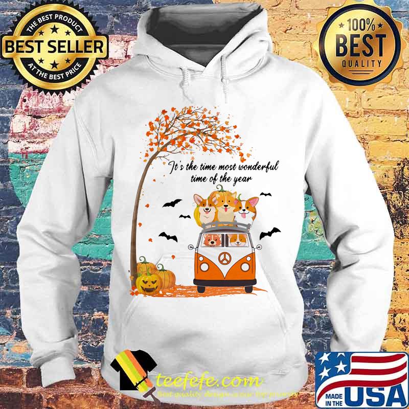 IT'S THE TIME MOST WONDERFUL TIME OF THE YEAR PEACE BUS CORGI PUMPKIN HALLOWEEN SHIRT Hoodie IT'S THE TIME MOST WONDERFUL TIME OF THE YEAR PEACE BUS CORGI PUMPKIN HALLOWEEN SHIRT Hoodie