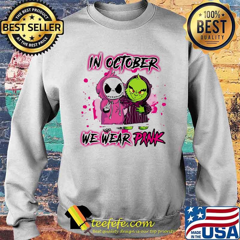 Jack skellington and grinch in october we wear pink cancer awareness s Sweater Jack skellington and grinch in october we wear pink cancer awareness s Sweater