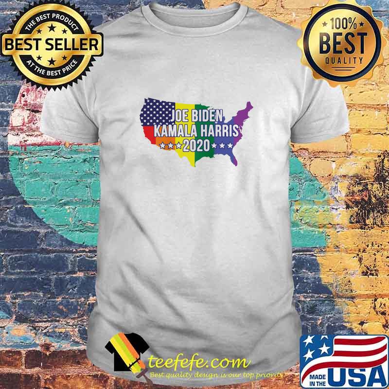 Joe Biden Kamala Harris 2020 Lgbt Us Flag Map Shirt
