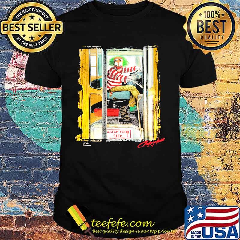 Joker riding school bus watch your step shirt
