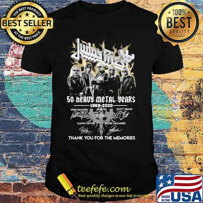 Judas priest 50 heavy metal year 1969 2000 2020 thank you for the memories signatures shirt