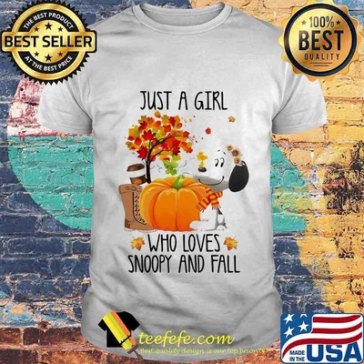 Just a girl who loves snoopy and fall pumpkin maple leaves shirt