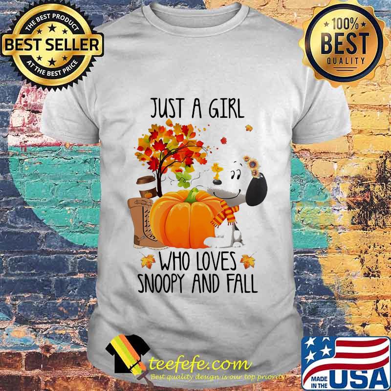 Just a girl who loves snoopy and fall pumpkin maple leaves shirt