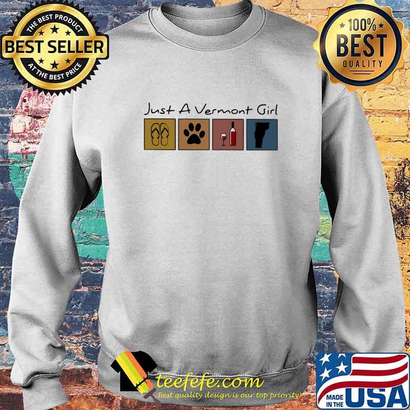 Just a Vermont girl Flip flop Dog Wine Vermont Map s Sweater Just a Vermont girl Flip flop Dog Wine Vermont Map s Sweater