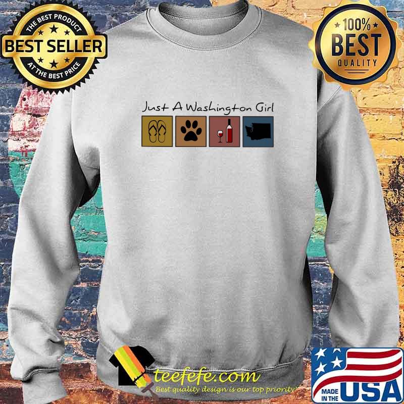 Just a Washington girl Flip flop Dog Wine Washington Map s Sweater Just a Washington girl Flip flop Dog Wine Washington Map s Sweater