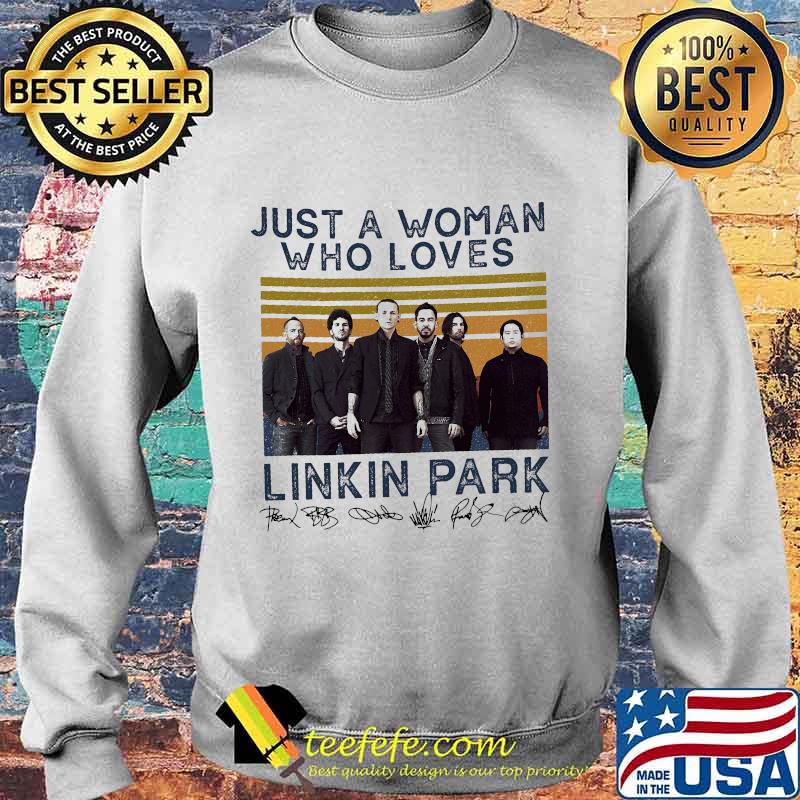 Just a woman who loves linkin park signatures vintage retro s Sweater Just a woman who loves linkin park signatures vintage retro s Sweater
