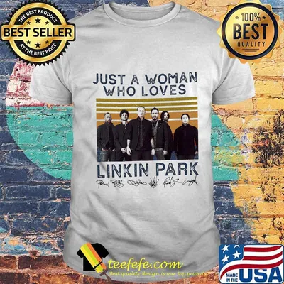 Just a woman who loves linkin park signatures vintage retro shirt