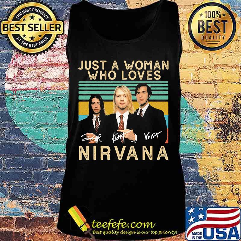 Just a woman who loves nirvana signatures vintage retro s Tank top Just a woman who loves nirvana signatures vintage retro s Tank top