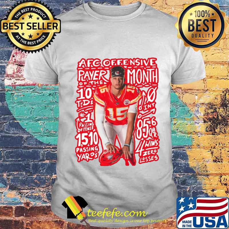 Kansas city chiefs football 15 patrick mahomes afc offensive paver shirt