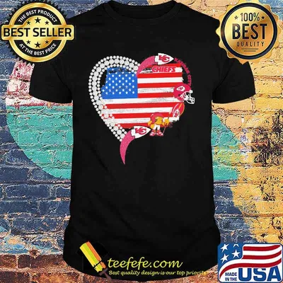 Kansas city chiefs football heart american flag independence day shirt