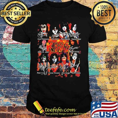 kiss band members signatures shirt