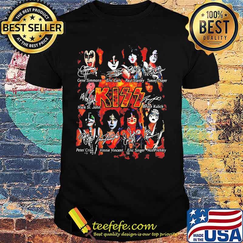 kiss band members signatures shirt
