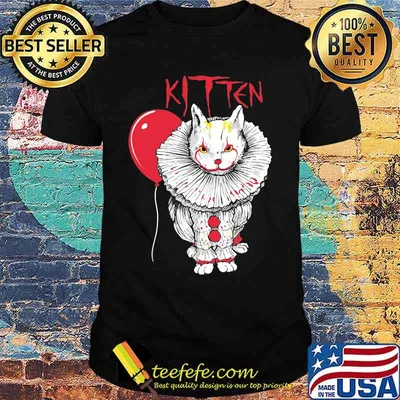 Kitten Cat And IT Clown Halloween Shirt