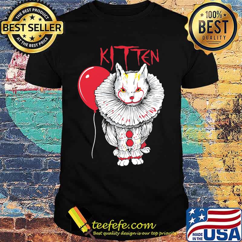 Kitten Cat And IT Clown Halloween Shirt