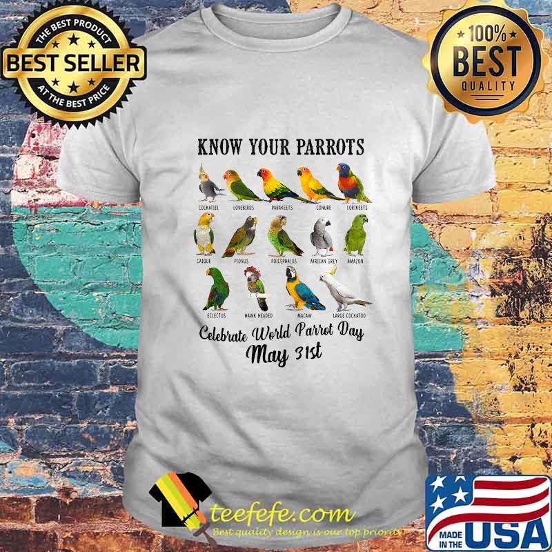 Know your parrots celebrate world parrot day may 31st shirt Know your parrots celebrate world parrot day may 31st shirt