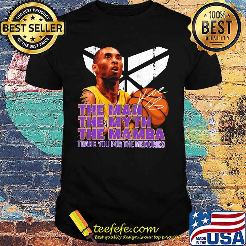 Kobe bryant the man the myth the mambe thank you for the memories signatures shirt Kobe bryant the man the myth the mambe thank you for the memories signatures shirt