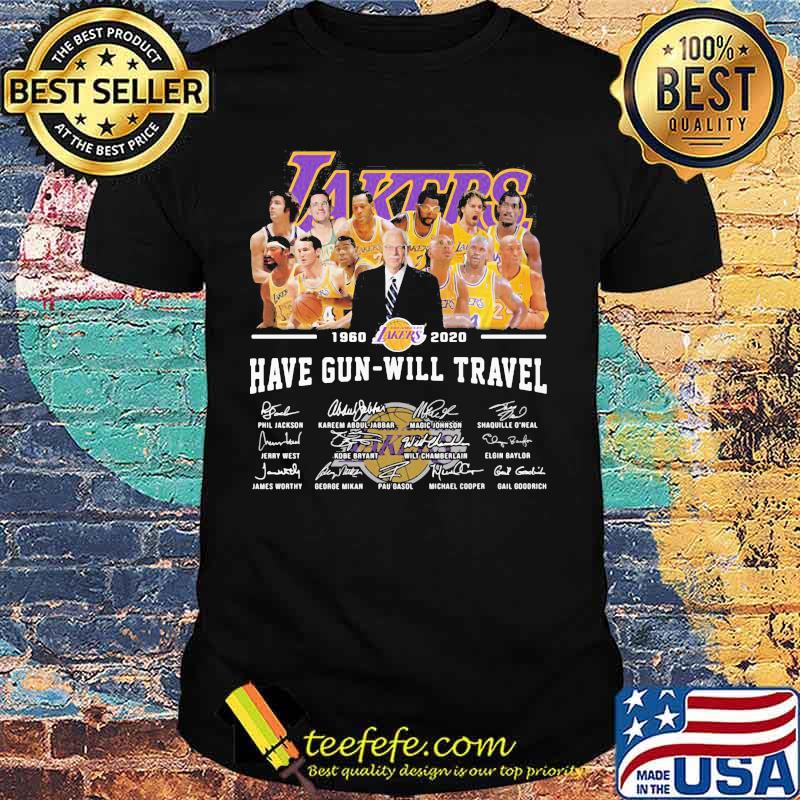 Lakers 1960 2020 have gun will travel signatures shirt