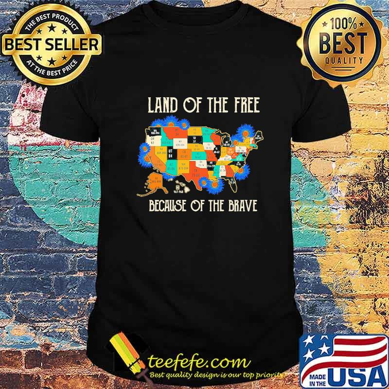 Land of the free home of the brave map covid-19 shirt