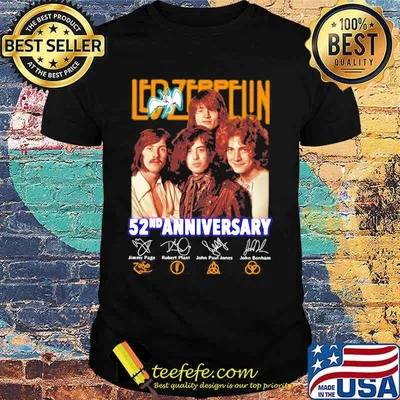Led zeppelin band 52nd anniversary members signatures shirt