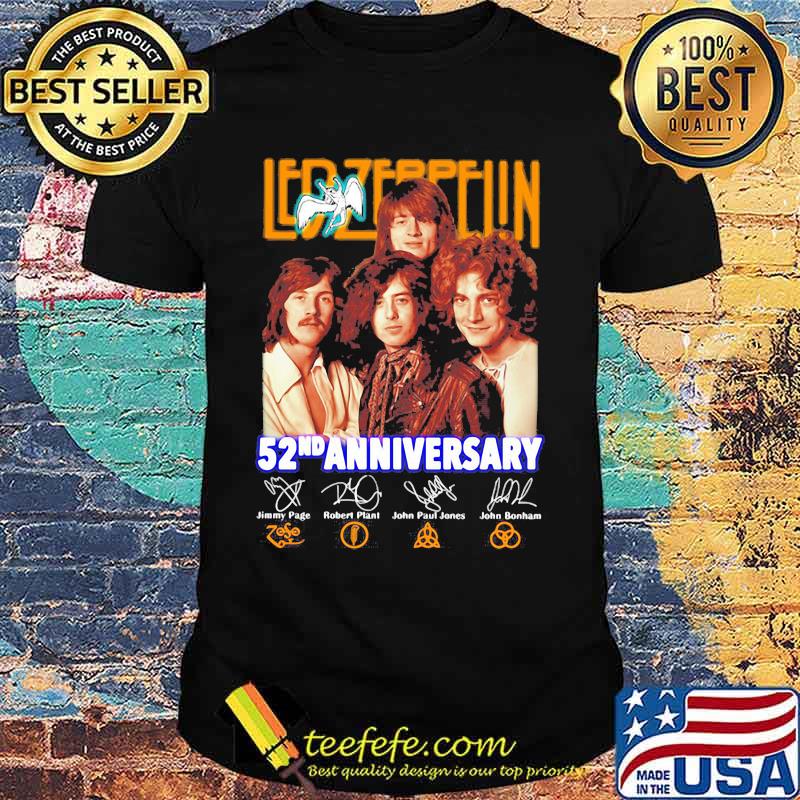 Led zeppelin band 52nd anniversary members signatures shirt