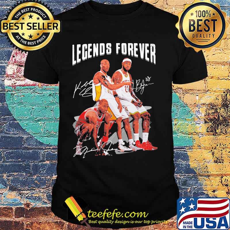 Legends forever kobe bryant lebron james and michael jordan signatures shirt