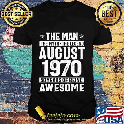Legends Were Born In August 1970 50th Birthday Gift T-Shirt