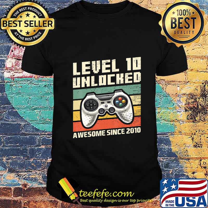 Level 10 Unlocked Awesome 2010 Video Game 10th Birthday Gift T-Shirt